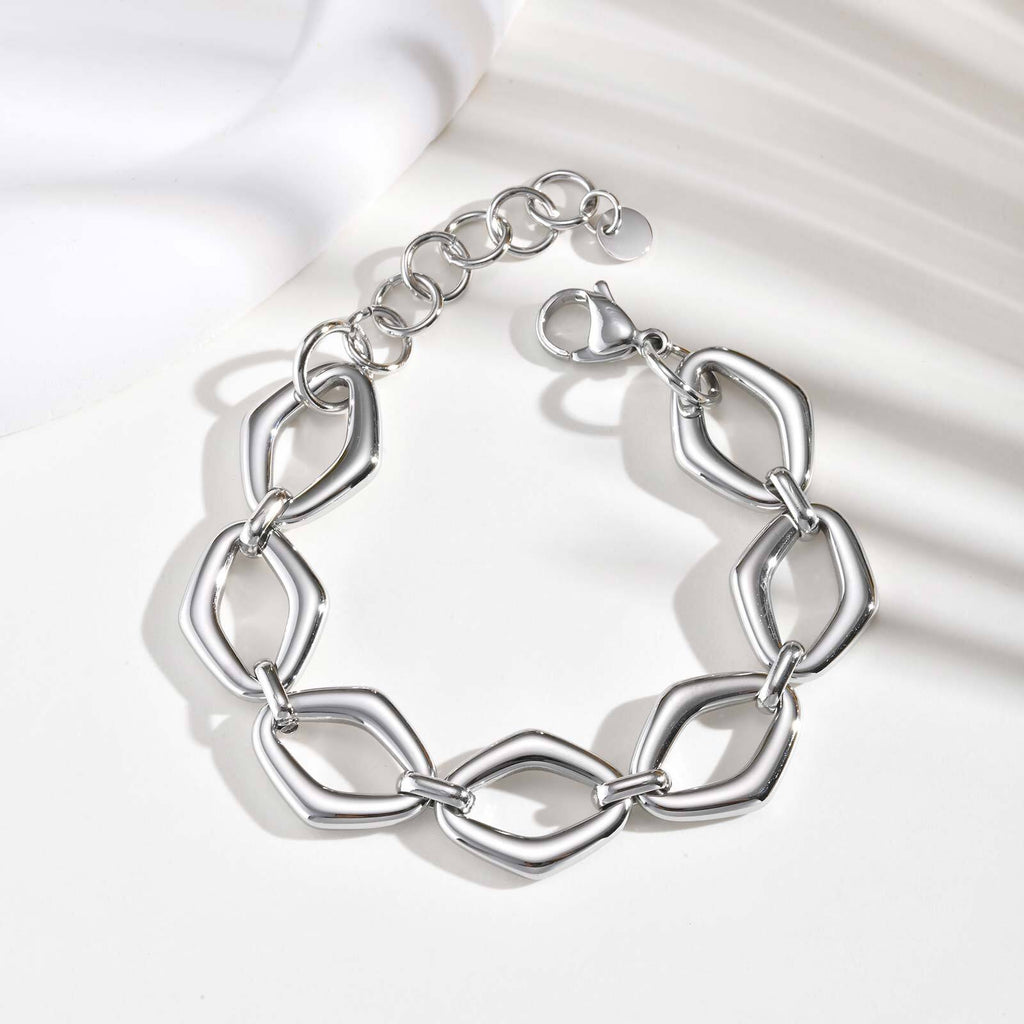 Diamond-Shaped Gold Link Bracelet