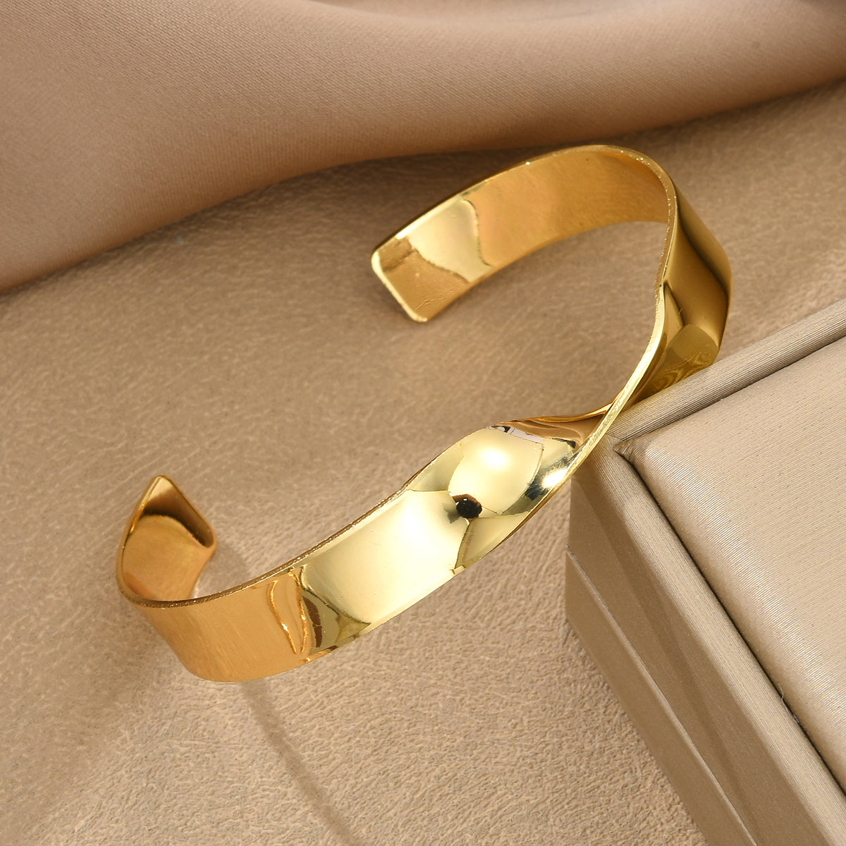 Twist Design Gold Cuff Bracelet